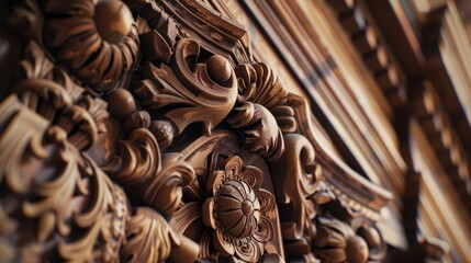 A close-up shot of a museum's intricate ceiling or wall detailing, capturing the craftsmanship and artistry.