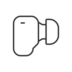 In-the-Canal, in-the-ear hearing aid, linear icon, earpiece, ITE, ITC. Line with editable stroke