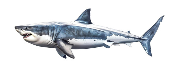 Great white shark on transparent background. Generative ai design.