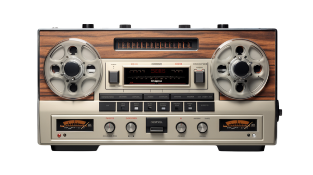 An old-fashioned radio with two speakers on top, emitting nostalgic tunes in a vintage setting