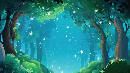 Enchanted Forest Canopy with Magical Sparkles