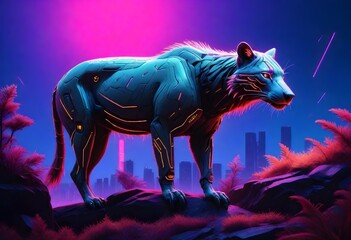 Cyberpunk A Detailed Portrait Of A Wild Animal In  (3)