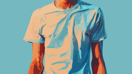 Young man in stylish t-shirt on color background closeup