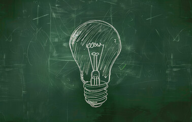 Creativity Concept, Chalk Drawing of Light Bulb