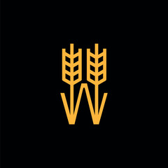 letter w wheat grain logo design vector