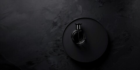 black perfume bottle on a black background