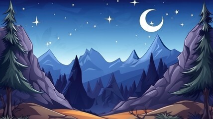 Starry Night Over Tranquil Mountain Valley