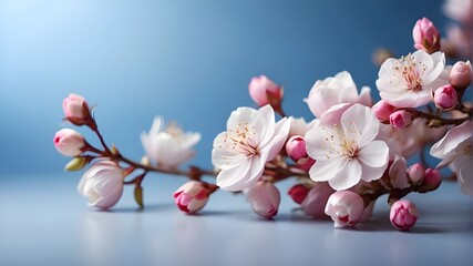 Gentle Blue Background with Blossom