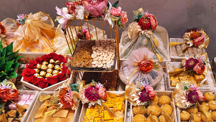 Assorted Indian Sweets, Dry fruits and Chocolates. - obrazy, fototapety, plakaty