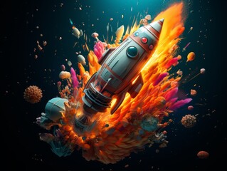 The rocket is a symbol of human ingenuity and our desire to explore the unknown. It represents our hopes and dreams for the future.