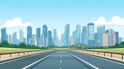 Fototapeta premium City Approach: Empty Highway Road Illustration