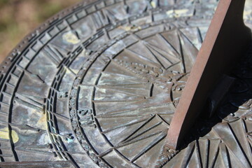 Old Sundial Close up With Shadow in Historic Cemetery