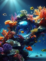 The underwater world of the ocean on the theme of World Oceans Day Generate ai