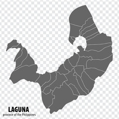 Blank map Laguna of Philippines. High quality map Province of Laguna with districts on transparent background for your web site design, logo, app, UI.  Republic of the Philippines.  EPS10. © katarinanh