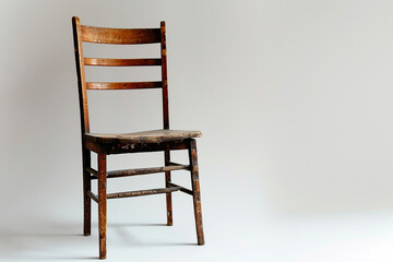A vintage ladderback chair against a plain white background.