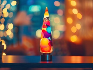 A serene image of a lava lamp from the 2000s gently shifting, its colorful blobs moving in a rhythmic dance The retro design and soothing motion create a peaceful ambiance, blending calming nostalgia