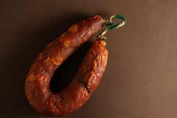 A close-up of a traditional Alentejo sausage, or 