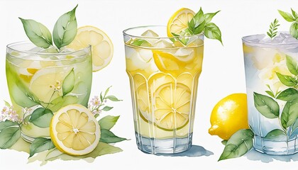 watercolour glass of lemonade