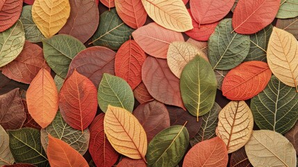 Colorful Autumn Leaves Arranged Beautifully