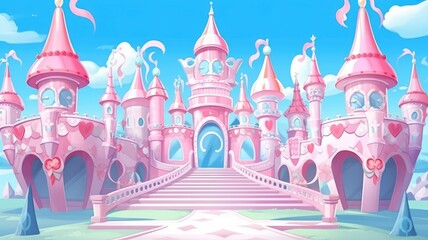 Whimsical Cotton Candy Castle Courtyard