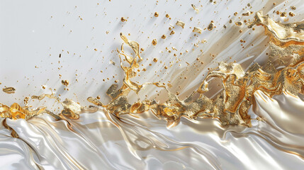 Glimmering gold and ivory tones merging elegantly, exuding luxury and refinement, isolated on solid white background."