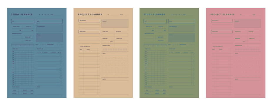 Set of study and project planner. ( Happiness)