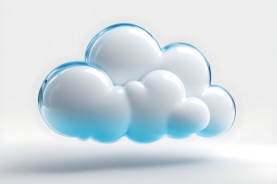 Abstract white curly cloud isolated on white background. Cartoon 3D illustration