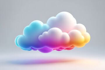 Abstract colorful curly cloud isolated on white background. Cartoon 3D illustration, gradient