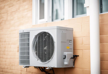 'wall compressor conditioning air new pump heat ac repair cold floor power old conditioner technology equipment energy system climate house background ground unit exterior metal cooling'