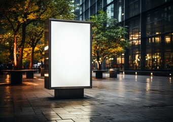 Digital signage mockup - blank display screen for advertising in public space, commercial area or retail setting