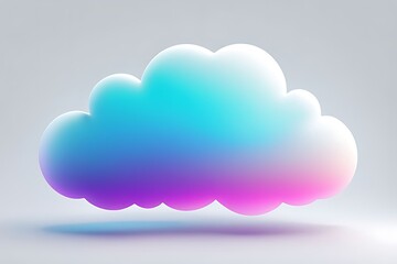 Abstract colorful cloud isolated on white background. Cartoon 3D illustration, delicate gradient