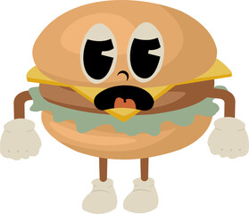 Retro Hamburger Character Mascot