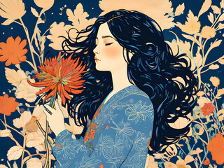 girl with flowers