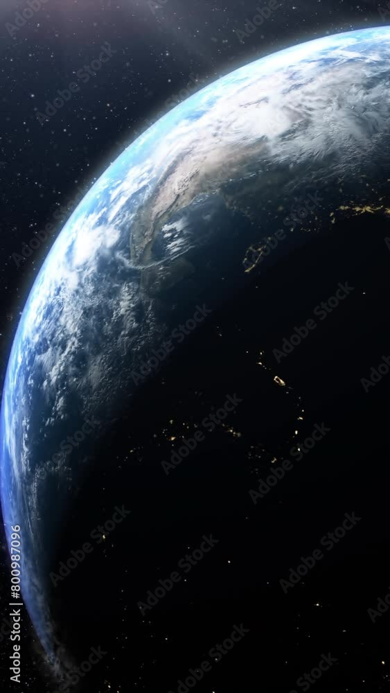Aufkleber Vertical format : A cinematic rendering of planet Earth with vibrant blue sky atmosphere as view from space 