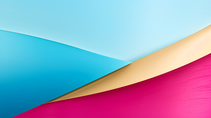 Fuchsia and sky blue gradients intersecting with gold accents on a clean white canvas.