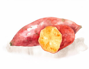 サツマイモの水彩イラスト