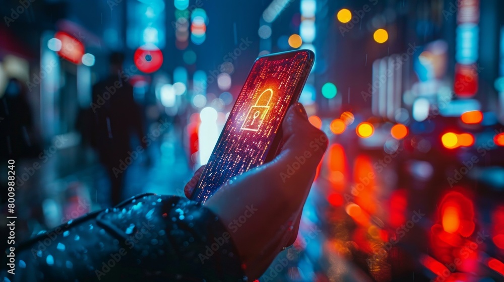 Poster digital banking authentication on smartphone, secure login with fingerprint and two-factor authentic