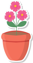 Flowers in Pot Stickers