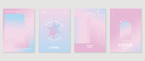 Fluid gradient background vector. Cute and minimal style posters with colorful, geometric shapes, sparkle and liquid color. Modern wallpaper design for social media, idol poster, banner, flyer.