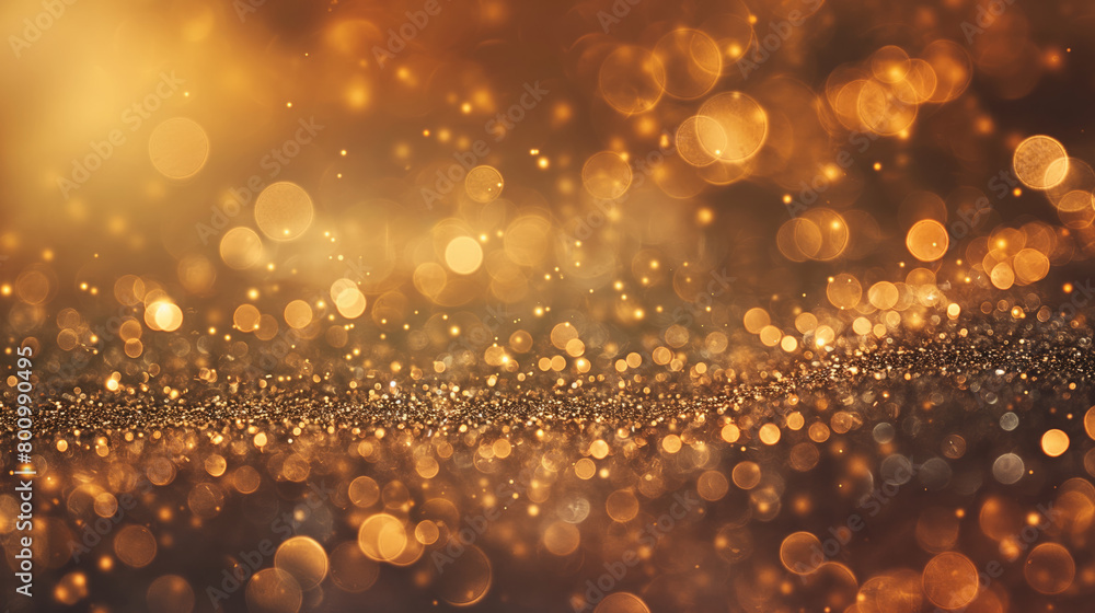 Poster a mesmerizing image showcasing a myriad of golden bokeh lights, resembling a glittery, sparkling eff