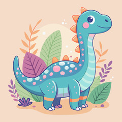 Obraz premium Minimalist doodle featuring a dinosaur, Generative AI