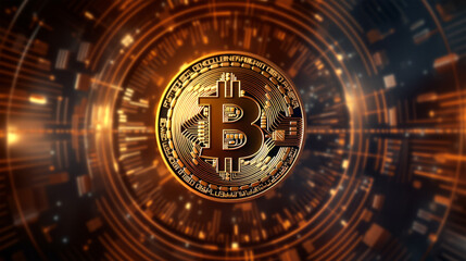 bitcoin with futuristic on background