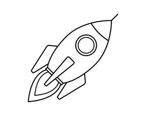 Rocket line icon. Spaceship outline cartoon isolated illustration. Startup symbol