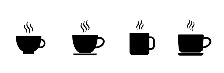 Coffee cup set. Tea cup icon . Flat style. Vector Illustration.