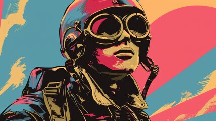 Pop Art of legendary flying aces like the Red Baron and Eddie Rickenbacker, portrayed in comic style with bold outlines and a candycolored palette