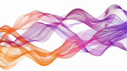 Flowing orange and violet gradient lines suggesting technological creativity, isolated on a solid white background."