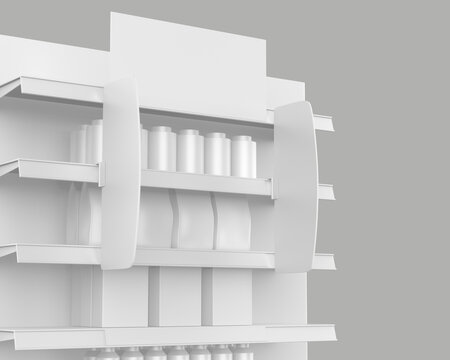 Supermarket Shelf Stopper Banner Display for design presentation. 3d illustration.