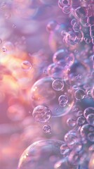 Light air bubbles ascend within a pastelhued liquid, forming a peaceful, dreamlike background