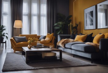 house living Honey luxurious tables gray coffee commoth rooms interior wood apartment yellow designers The furniture sofas