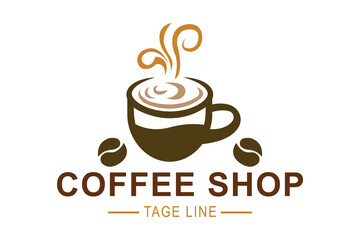 Coffee logo. coffee cup design. suitable for coffee shop logo, coffee product, cafe, and more. Simple design editable